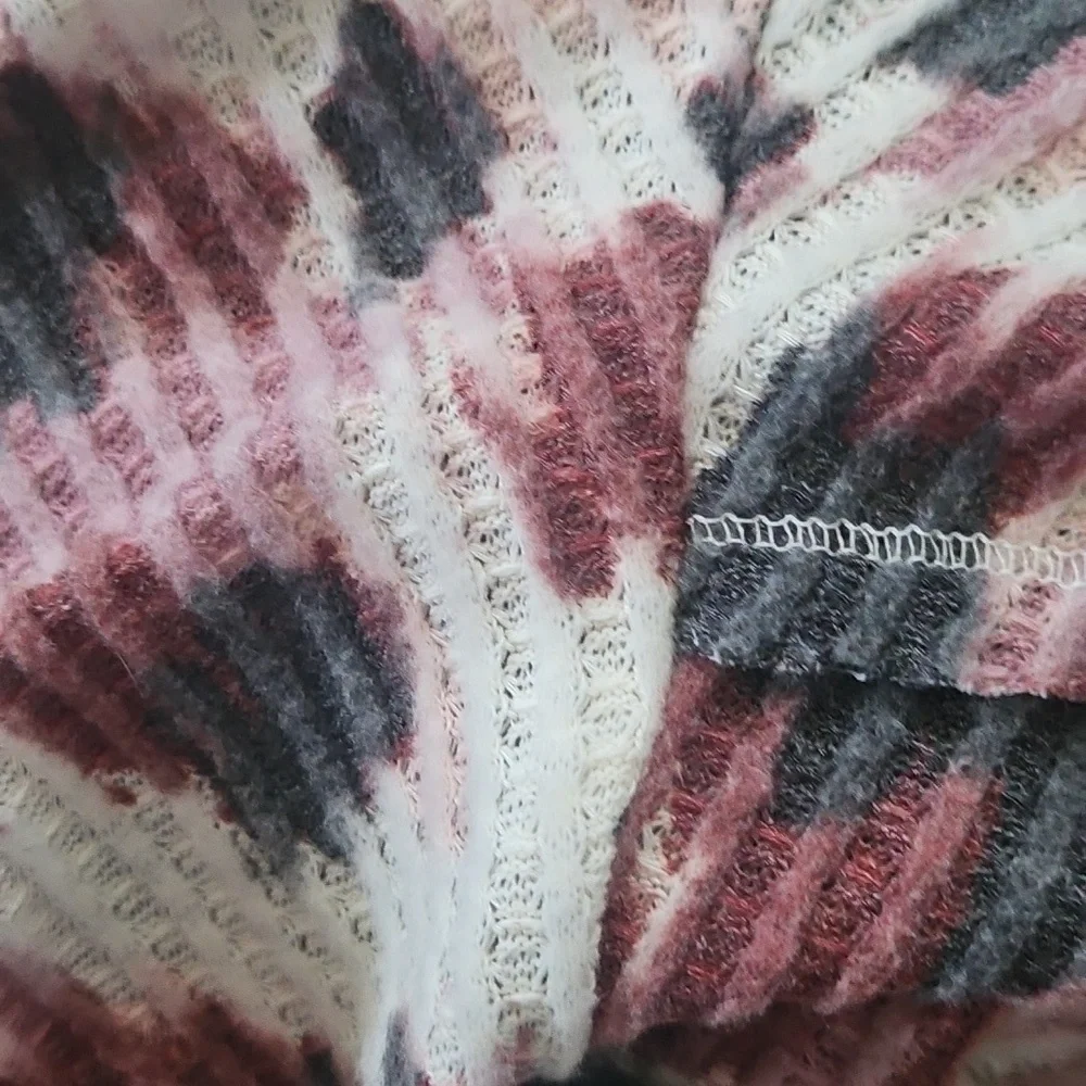 LuLaRoe Kristen Maroon, Pink, and Black Print Cowl Neck Blouse